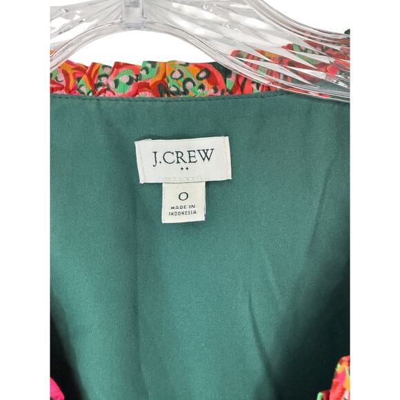 J.Crew Dress Prink Green Dainty V-Neck Ruffle Broomstick Short Sleeve Size 0 - Picture 2 of 14